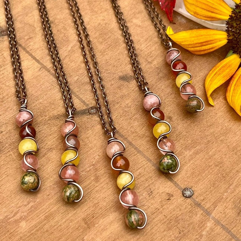 Handcrafted Autumn Equinox Copper Wire Wrapped Necklace